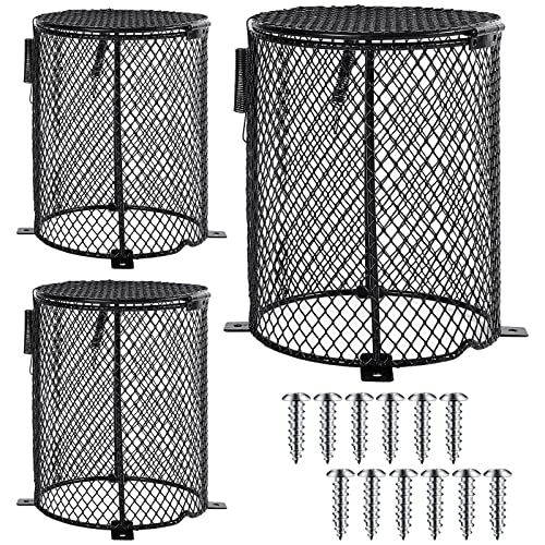 3 Pieces Reptile Heater Guard Anti Scald Lamp Covers Heat Protector Heat Lamp Mesh Cover Heating Lamp Lampshade Ceramic Light Bulb Enclosure for Lizards Snakes Reptile Cage Supplies, Round Shape