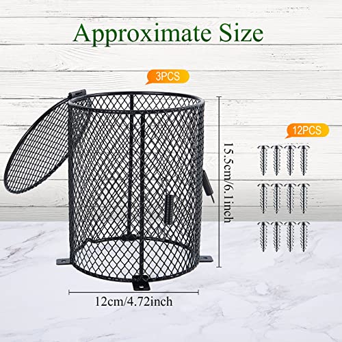 3 Pieces Reptile Heater Guard Anti Scald Lamp Covers Heat Protector Heat Lamp Mesh Cover Heating Lamp Lampshade Ceramic Light Bulb Enclosure for Lizards Snakes Reptile Cage Supplies, Round Shape