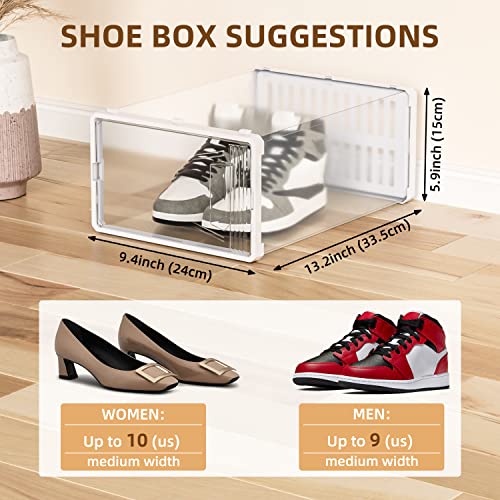 JONYJ 12 Pack Shoe Organizer, Clear Plastic Stackable Shoe Storage, Multifunctional Shoe Box, Universal Shoe Storage Boxes for Men and Women