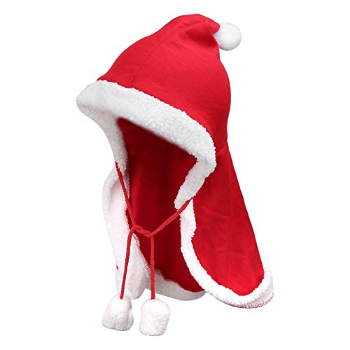 LIYJTK Winter pet New Year's cat and Dog Clothes Costumes Christmas red Cape with hat New Year's Small red Cape Warm Funny pet Dress up Puppy Kitten pet Clothes(M)