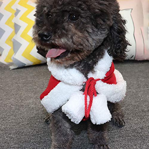 LIYJTK Winter pet New Year's cat and Dog Clothes Costumes Christmas red Cape with hat New Year's Small red Cape Warm Funny pet Dress up Puppy Kitten pet Clothes(M)