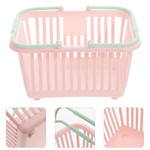 Toddmomy 3pcs Portable Shower Basket Grocery Baskets With Handles Small Basket with Handle for Organizing, Bathroom Kitchen Room Bedroom（Pink）