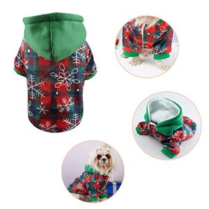 Dog Flannel Shirt Pet Christmas Hooded Cotton Sweatshirt Holiday Puppy Costume Sweatshirt Dog Clothes Boy