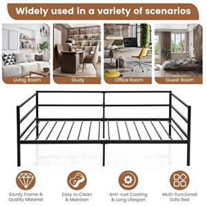 KOMFOTT Metal Daybed Frame Twin Size, Heavy-Duty Steel Slats Support Sofa Bed, Platform Mattress Foundation, Multifunctional Platform Bed Frame, Day Bed for Living Room & Guest Room