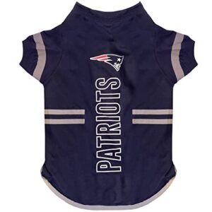 pets first nfl new england patriots dog t-shirt, football dogs & cats shirt - durable sports pet tee - 3 sizes, nfl pet outfit, reflective tee shirt in team color, cool football dog tee