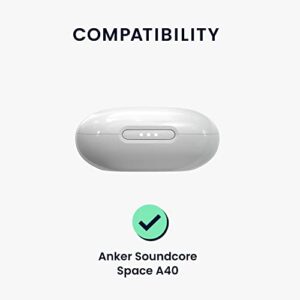 kwmobile Silicone Cover Compatible with Anker Soundcore Space A40 - Case Cover Stick-On Skin with Clip - Dark Green