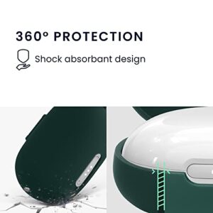 kwmobile Silicone Cover Compatible with Anker Soundcore Space A40 - Case Cover Stick-On Skin with Clip - Dark Green