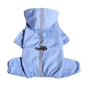 acsuz pet dog raincoats reflective small large dogs cats rain coat waterproof jumpsuit jacket outdoor hooded puppy clothes,blue,s