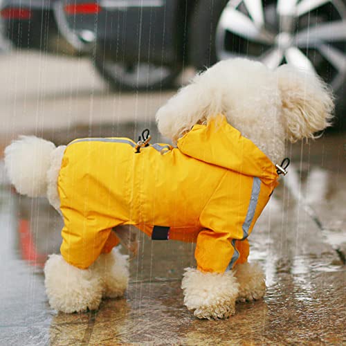 ACSUZ Pet Dog Raincoats Reflective Small Large Dogs Cats Rain Coat Waterproof Jumpsuit Jacket Outdoor Hooded Puppy Clothes,Blue,S