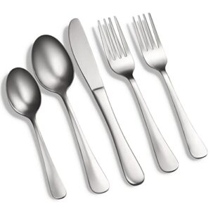 godinger silverware set, flatware set, matte finish stainless steel cutlery silverware flatware sets, 20 piece set, service for 4
