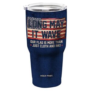 hold fast long may it wave stainless steel tumber, navy, 30 oz