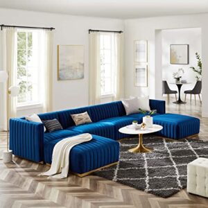 modway conjure sectional, gold navy