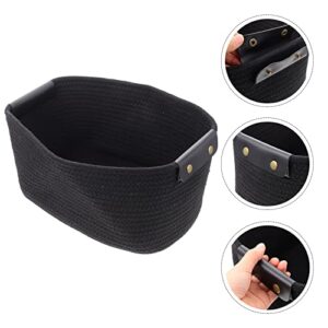 LUOZZY Storage Basket Tabletop Basket No Lid Cotton Rope Woven Table Storage Basket (Black)