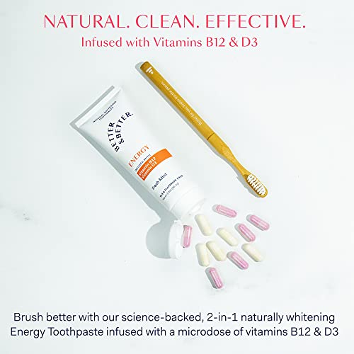 Better & Better Fortify Toothpaste w/Hydroxyapatite | Energy Toothpaste w/Vitamin B12 & D3 | Fluoride-Free, SLS-Free Toothpaste w/Organic Mints | Natural, Vegan & Whitening Toothpaste