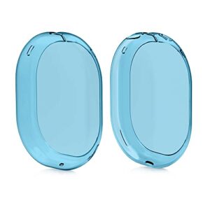 kwmobile covers compatible with apple airpods max cases - 2x soft tpu ear cup case protectors - light blue/transparent