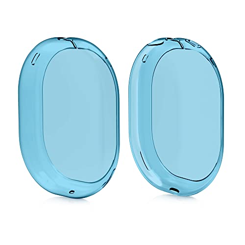 kwmobile Covers Compatible with Apple AirPods Max Cases - 2X Soft TPU Ear Cup Case Protectors - Light Blue/Transparent