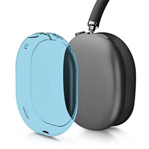 kwmobile Covers Compatible with Apple AirPods Max Cases - 2X Soft TPU Ear Cup Case Protectors - Light Blue/Transparent