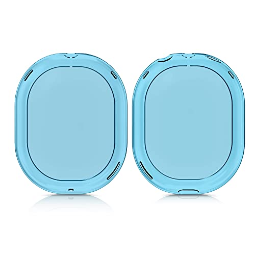 kwmobile Covers Compatible with Apple AirPods Max Cases - 2X Soft TPU Ear Cup Case Protectors - Light Blue/Transparent