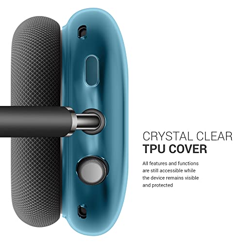 kwmobile Covers Compatible with Apple AirPods Max Cases - 2X Soft TPU Ear Cup Case Protectors - Light Blue/Transparent