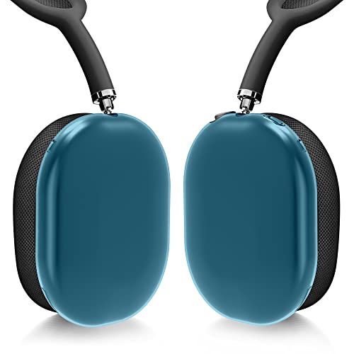 kwmobile Covers Compatible with Apple AirPods Max Cases - 2X Soft TPU Ear Cup Case Protectors - Light Blue/Transparent