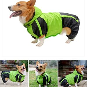 ACSUZ Corgi Dog Clothes Jumpsuit Waterproof Clothing Corgi Dog Raincoat Hooded Rain Jacket Pet Supplies,Orange,D L