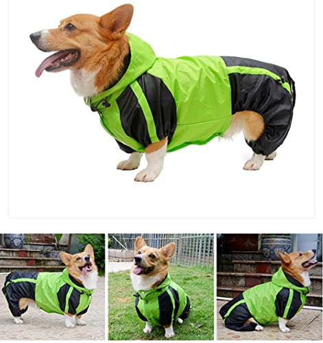 ACSUZ Corgi Dog Clothes Jumpsuit Waterproof Clothing Corgi Dog Raincoat Hooded Rain Jacket Pet Supplies,Orange,D L