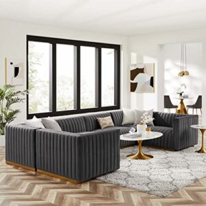 modway conjure sectional, gold gray