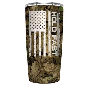 hold fast hunting camo flag stainless steel tumber, camo, 20 oz