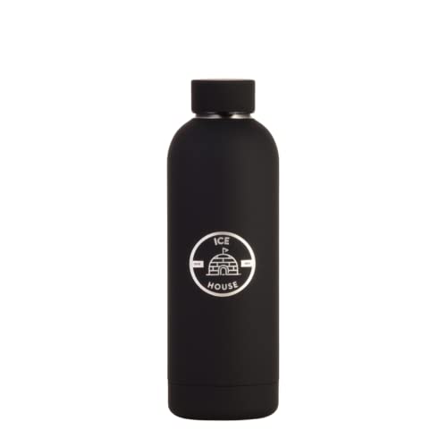 ICE HOUSE Sports Water Bottle - 18oz, Vacuum insulated stainless steel, Double walled,Cold 24Hrs, Hot 12hrs, Leak Proof, Sweat proof sport’s design (Black)