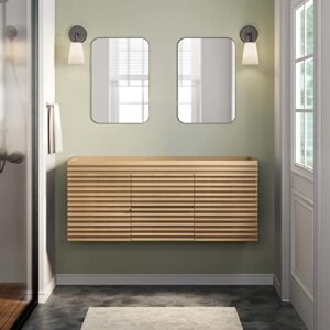 modway render 48" double sink compatible (not included) bathroom vanity cabinet in oak