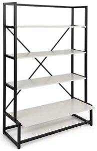 displays2go portable shelving display with 4 tiers, floor standing, paulownia wood - white (smpsu1su)