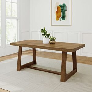 plank+beam 72 inch farmhouse dining table, solid wood kitchen table, dinner table for dining room, pecan wirebrush