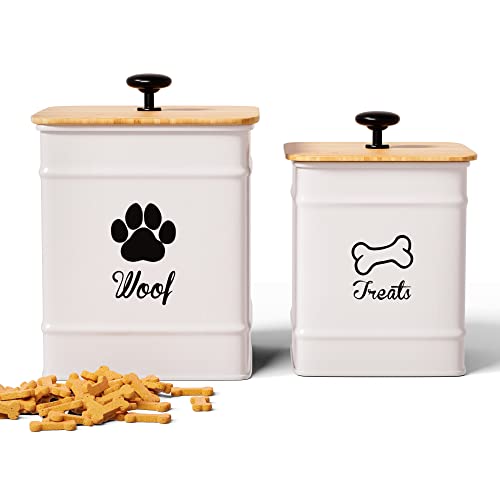 Dog Treat Container Airtight Set of 2 - 8x6" & 7x5" Dog Treat Jars with Lids Airtight - Dog Treat Jars for Kitchen Counter - Dog Treat Canister - Big Dog Cookie Jar Dog Treat Jar - Pet Treat Container