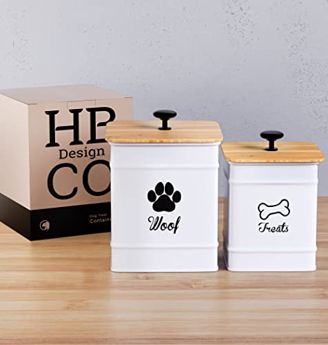 Dog Treat Container Airtight Set of 2 - 8x6" & 7x5" Dog Treat Jars with Lids Airtight - Dog Treat Jars for Kitchen Counter - Dog Treat Canister - Big Dog Cookie Jar Dog Treat Jar - Pet Treat Container