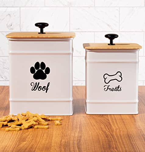 Dog Treat Container Airtight Set of 2 - 8x6" & 7x5" Dog Treat Jars with Lids Airtight - Dog Treat Jars for Kitchen Counter - Dog Treat Canister - Big Dog Cookie Jar Dog Treat Jar - Pet Treat Container