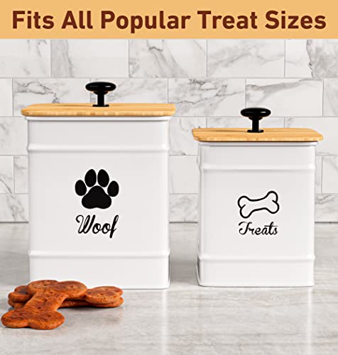 Dog Treat Container Airtight Set of 2 - 8x6" & 7x5" Dog Treat Jars with Lids Airtight - Dog Treat Jars for Kitchen Counter - Dog Treat Canister - Big Dog Cookie Jar Dog Treat Jar - Pet Treat Container