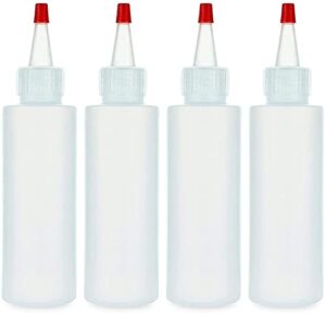 brightfrom condiment squeeze bottles, 4 oz empty squirt bottle, red top cap, leak proof - for ketchup, mustard, syrup, sauces, dressing, oil, arts & crafts, bpa free plastic - 4 pack
