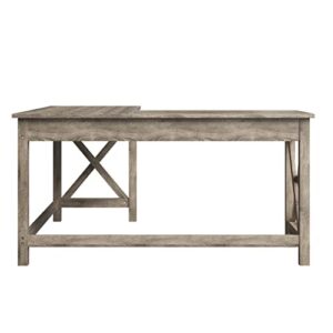 Lavish Home L-Shaped Computer Desk, Gray, Grey Woodgrain Finish