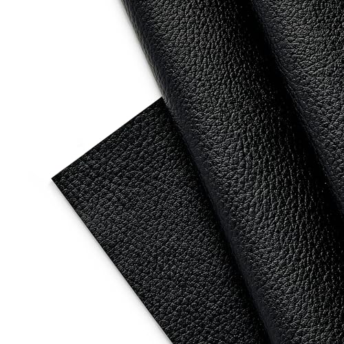 Marine Vinyl Fabric, Upholstery Faux Leather, Outdoor Boat Automotive, DIY and Crafting Pleather - Individual 1 Yard Cut 36"x54" (Black)