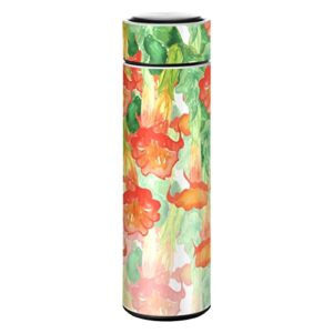cataku watercolor flower water bottle insulated 16 oz stainless steel flask thermos bottle for coffee water drink reusable wide mouth vacuum travel mug