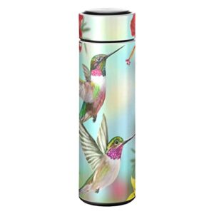 cataku flower hummingbirds water bottle insulated 16 oz stainless steel flask thermos bottle for coffee water drink reusable wide mouth vacuum travel mug