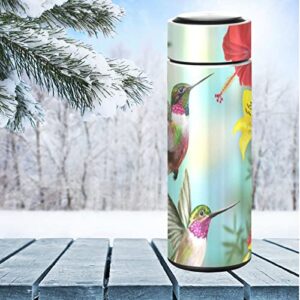 CaTaKu Flower Hummingbirds Water Bottle Insulated 16 oz Stainless Steel Flask Thermos Bottle for Coffee Water Drink Reusable Wide Mouth Vacuum Travel Mug