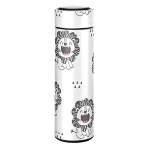 cataku happy lions water bottle insulated 16 oz stainless steel flask thermos bottle for coffee water drink reusable wide mouth vacuum travel mug