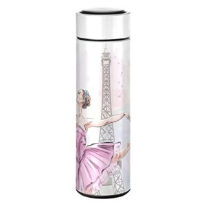 cataku eiffel ballet dancer water bottle insulated 16 oz stainless steel flask thermos bottle for coffee water drink reusable wide mouth vacuum travel mug