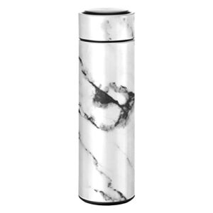 cataku white marble vintage water bottle insulated 16 oz stainless steel flask thermos bottle for coffee water drink reusable wide mouth vacuum travel mug