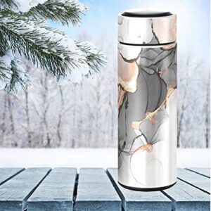 CaTaKu Pink Gold Marble Water Bottle Insulated 16 oz Stainless Steel Flask Thermos Bottle for Coffee Water Drink Reusable Wide Mouth Vacuum Travel Mug