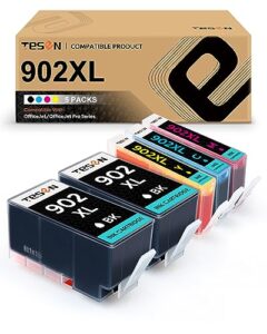 tesen compatible 902xl ink cartridge replacement for hp 902xl 902 to use with hp officejet 6950 6958 6960 6958 6968 6970 6979 all-in-one printer (5 pack newest version color set)