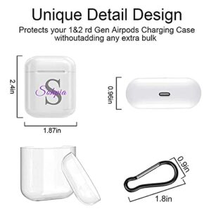 Custom Name AirPods Case for Apple AirPod 2 and 1 Personalized Soft TPU Airpods 2nd 1st Generation Case Cover with Keychain