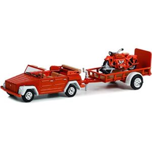 greenlight 32260-c hitch & tow series 26 - 1973 v-dub thing (type 181) and utility trailer with 1920 scout 1:64 scale diecast
