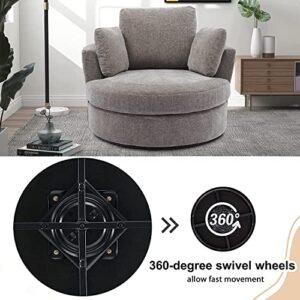 VUMALL 42" W Small Loveseat Sofa Couch, Swivel Barrel Chairs for Bedroom 360 Degree Swivel Accent Chairs for Living Room, Chenille Fabric Club Chair Chaises Lounges for Living Room/Office/Hotel, Grey
